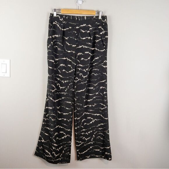 H By Halston Womens Size 4 Wide Leg Pull On Pants Black Taupe Neutral Flowy - Picture 2 of 9